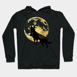 Wolf in front of golden moon Hoodie